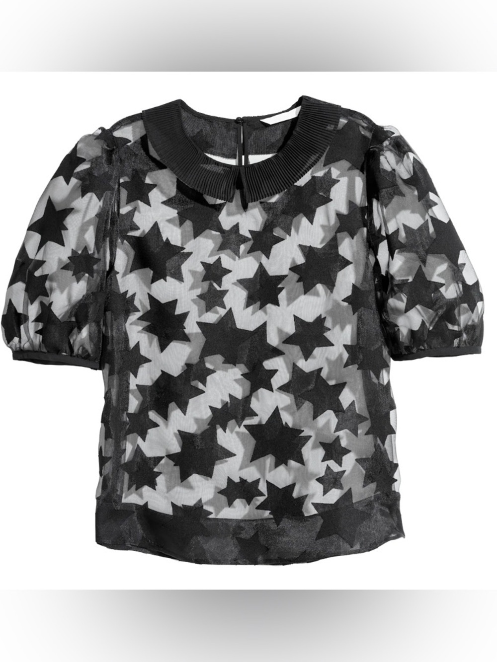 H&M black sheer star blouse, size 12
